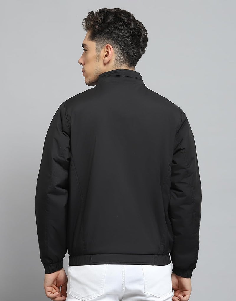 Monte Carlo Mens Solid Black Mock Neck Full Sleeve Jacket_224066770 - Image 5