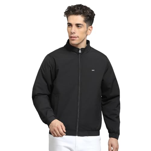 Monte Carlo Mens Solid Black Mock Neck Full Sleeve Jacket_224066770 - Image 1