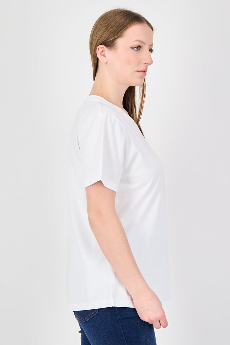 Fudo Comforts By Fudo Women Crew Neck Short Sleeve Plain T-Shirt, White - Image 4