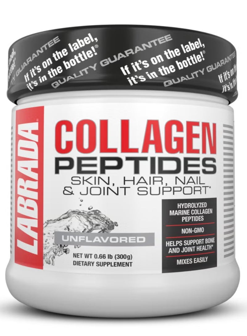 LABRADA Collagen Peptides Powder 300g – Hydrolyzed Marine Collagen for Skin, Hair, Nails & Joint Support, Unflavored, Made in USA - Image 1