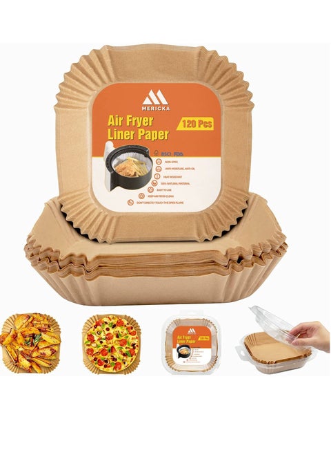 120 Air Fryer Disposable Paper Liner for Air Fryer Non-stick Parchment Paper for Frying Baking Cooking Roasting and Microwave - Unbleached Oil-proof 6.3-inch