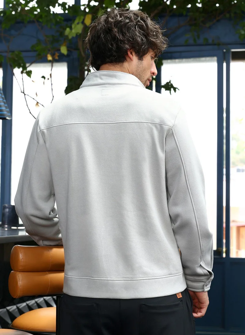 CAHOOT  Men's Cloud Grey Panel-Stitch Knit Jacket for Men | Best Price UAE