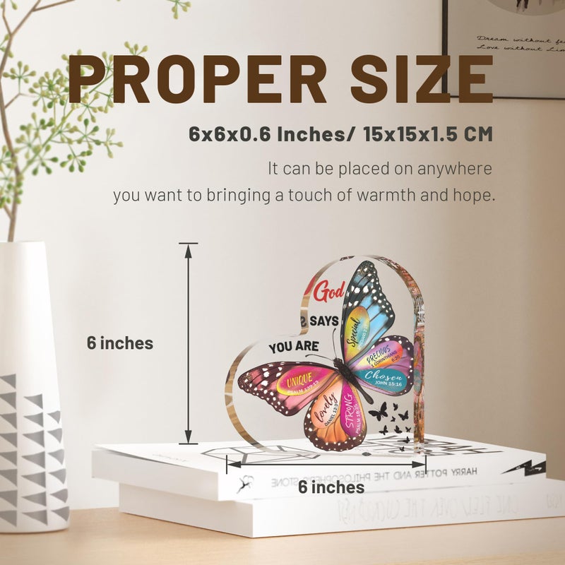 Olicard Christian Gifts for Women Birthday  Butterfly Inspirational Gifts for Friends  Religious Spiritual Gifts for Her Mom Girl Female Coworker Sister Christian Home Decorative Signs - Image 2
