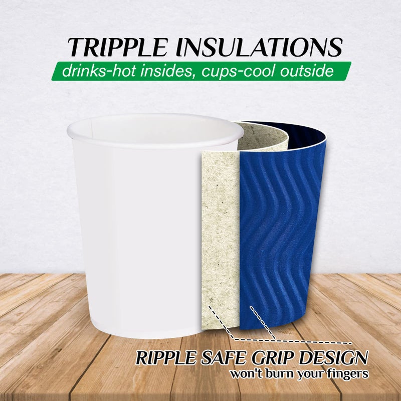 JollyPack 60 Pack 12 oz Paper Coffee Cups  Blue Disposable Beverage Cups with Insulated Ripple Wall for Coffee  Tea  and Hot Chocolate - Image 3