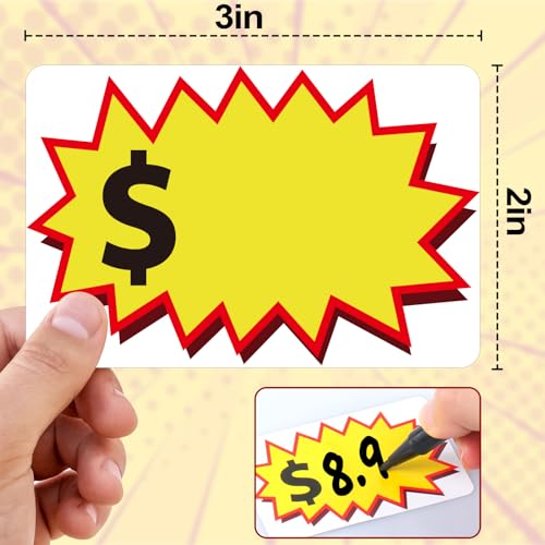 labelon 300 Pcs Garage Sale Stickers, (2"x3") Removable Adhesive Yard Sale Price tag Stickers with Space to Write Pricing, Rummage Sale Price Labels for Retail, Flea Market, Annual Community Sales - Image 5