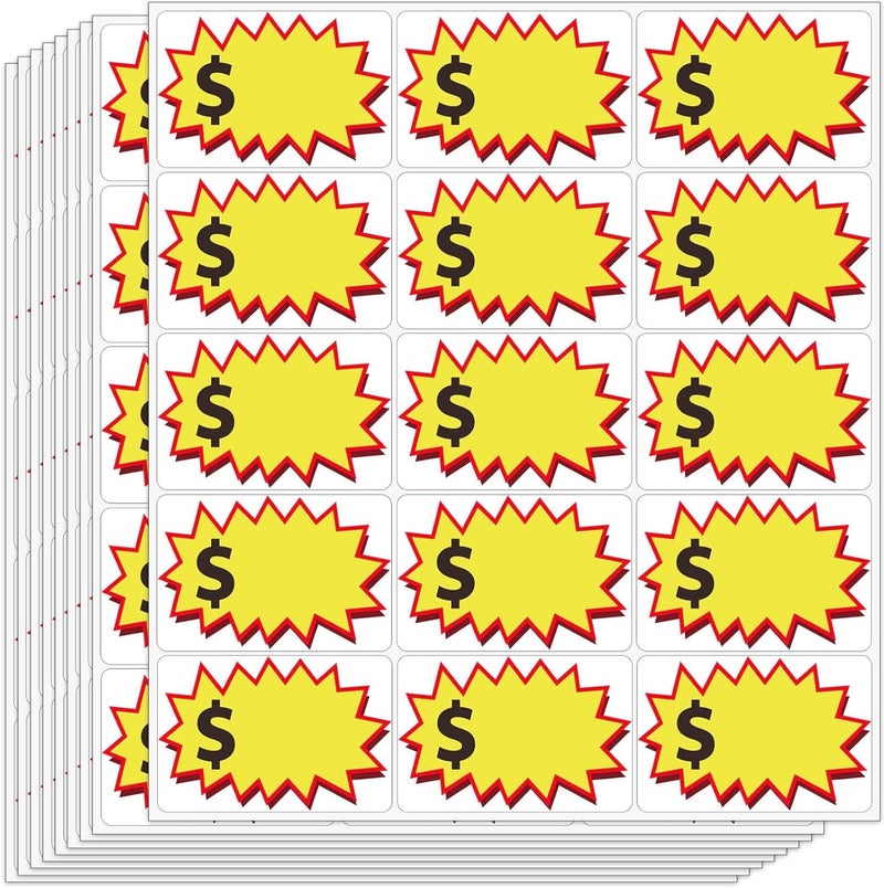 labelon 300 Pcs Garage Sale Stickers, (2"x3") Removable Adhesive Yard Sale Price tag Stickers with Space to Write Pricing, Rummage Sale Price Labels for Retail, Flea Market, Annual Community Sales - Image 1