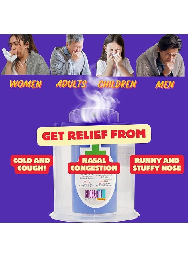 كريسنت جهاز تبخير كريسنت لعلاج البرد والسعال مع مؤشر ضوئي | جهاز تبخير للوجه | جهاز استنشاق بالبخار | أزرق | عبوة من قطعة واحدة - Image 4