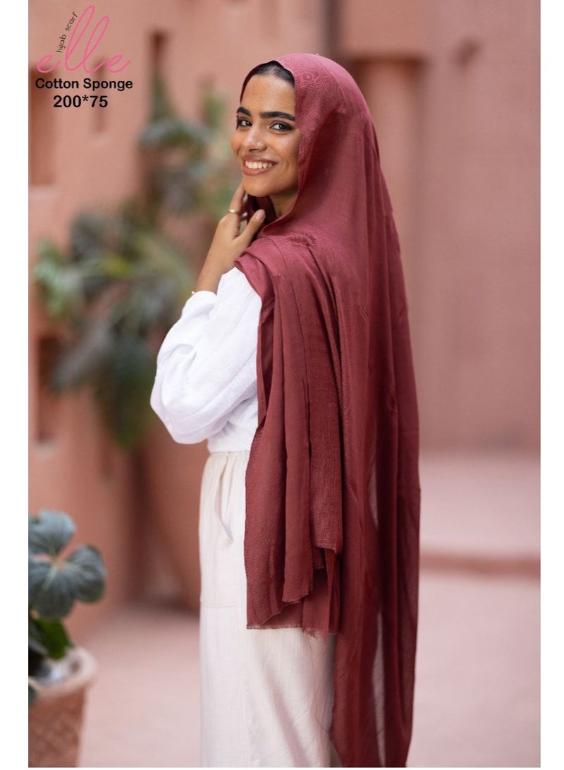 Veil Scarf Cotton Sponge Luxury Islamic Hijab Soiree for Women for Occasions and Regular Days - Size (200cmx75cm)