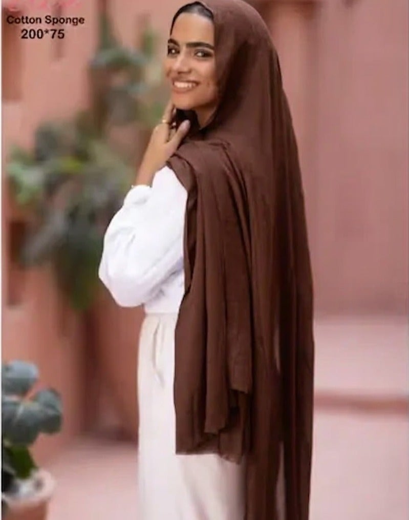 Veil Scarf Cotton Sponge Luxury Islamic Hijab Soiree for Women for Occasions and Regular Days - Size (200cmx75cm)