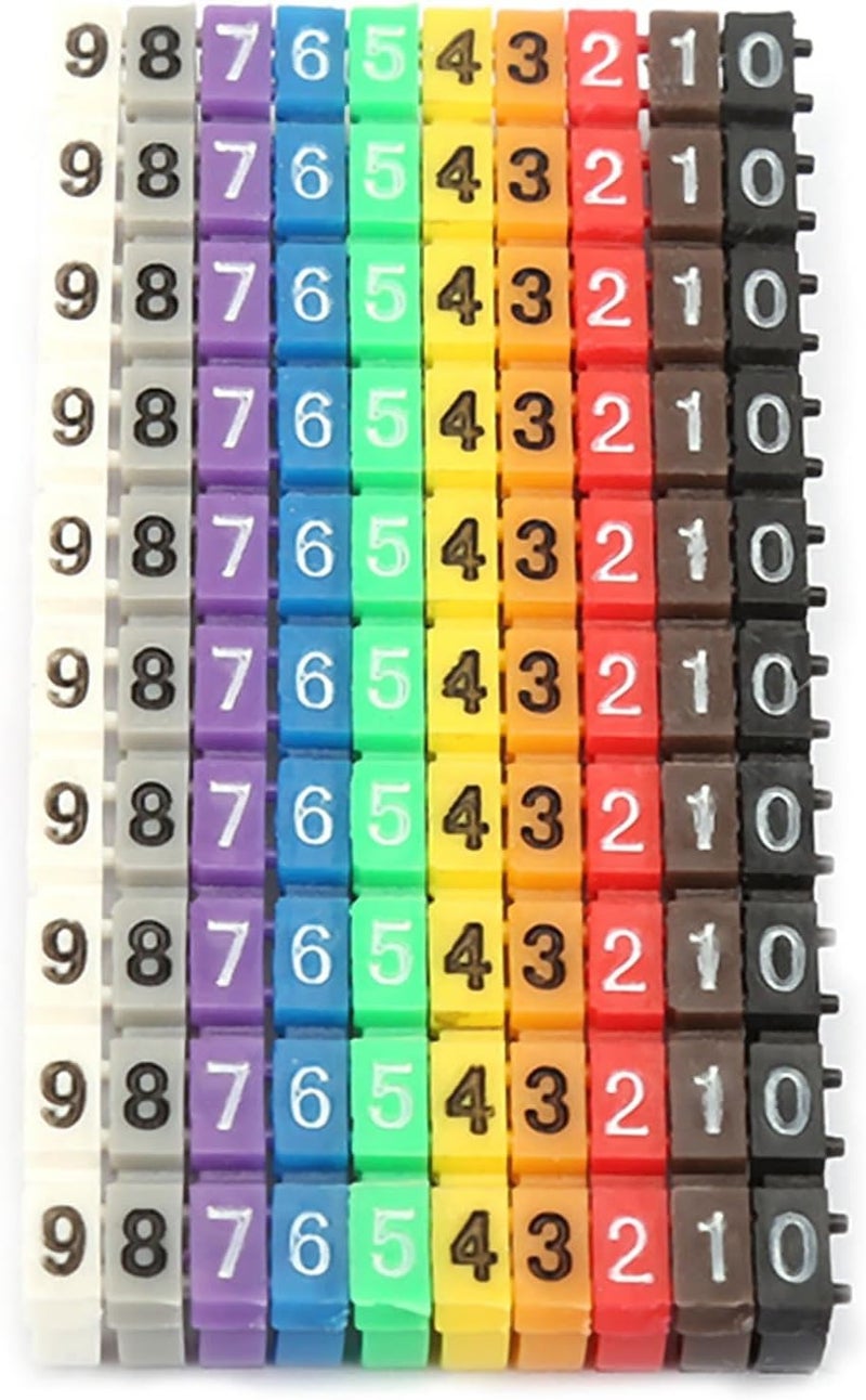 Chazcool Wire Number Labels, Wire Labels Wire Markers, Clip on Wire Markers Cable Markers, Wire Labels Electrical for Marking The Color Coded Cables 100PCS KCM 2.5MM 2.5 (100PCS KCM-2.5MM 2.5 Square) - Image 2