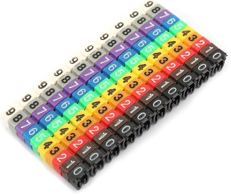 Chazcool Wire Number Labels, Wire Labels Wire Markers, Clip on Wire Markers Cable Markers, Wire Labels Electrical for Marking The Color Coded Cables 100PCS KCM 2.5MM 2.5 (100PCS KCM-2.5MM 2.5 Square) - Image 1