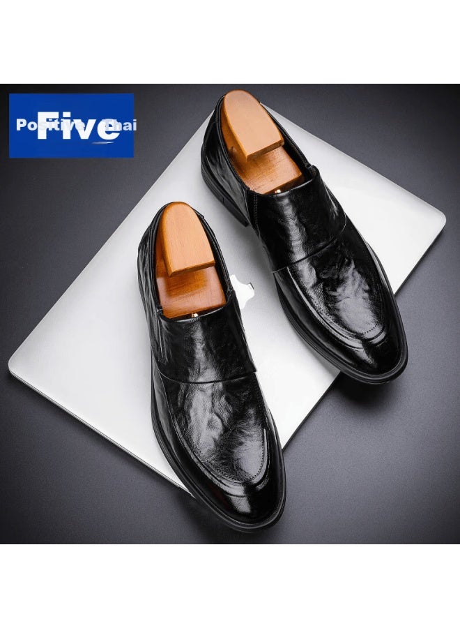 Chint Zhengtai British Business Men's Leather Shoes, Breathable Casual Leather Shoes For Men, Slip-on Loafers, Autumn Jz0168, Black, Size 44 - Image 3