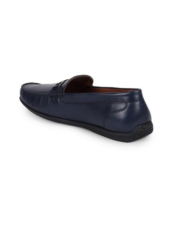 LOUIS PHILIPPE - Louis Philippe Men Navy Casual Leather Loafers - Image 1