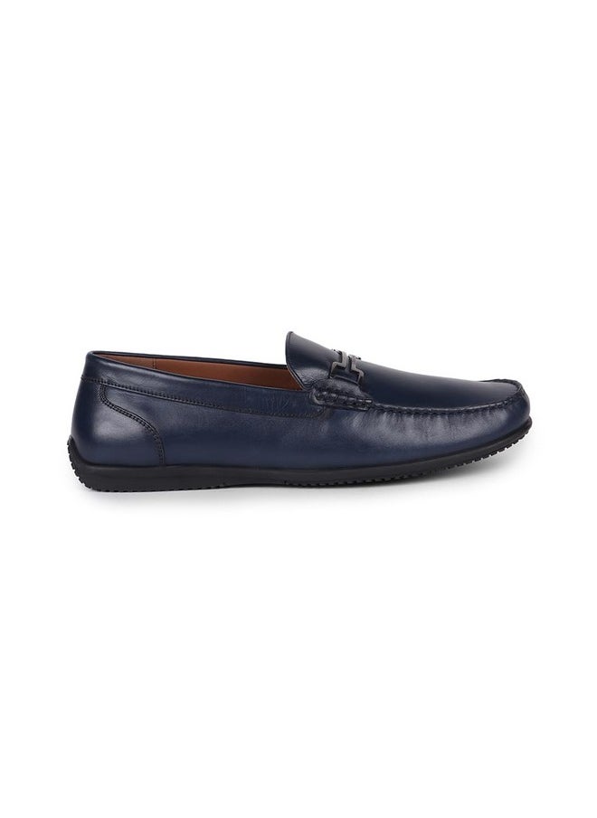 LOUIS PHILIPPE - Louis Philippe Men Navy Casual Leather Loafers - Image 1