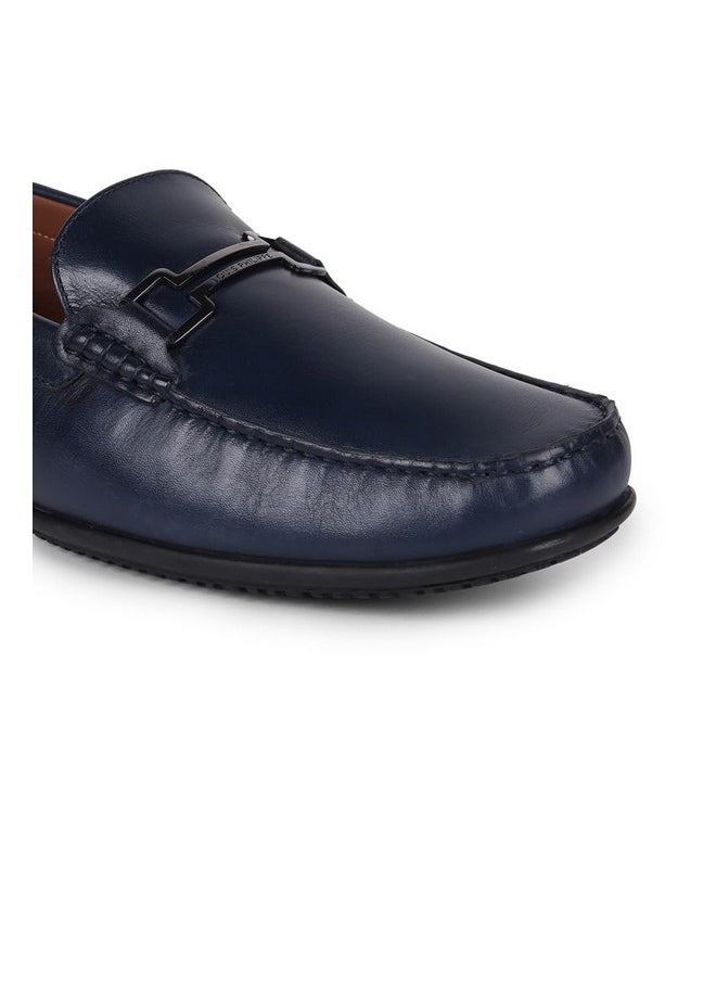 LOUIS PHILIPPE - Louis Philippe Men Navy Casual Leather Loafers - Image 1