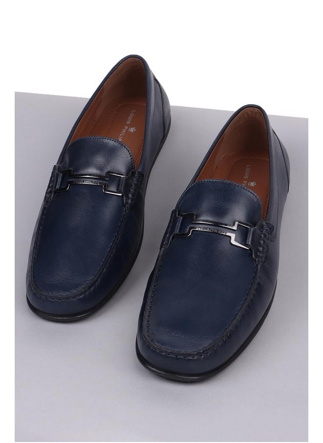 LOUIS PHILIPPE - Louis Philippe Men Navy Casual Leather Loafers - Image 1
