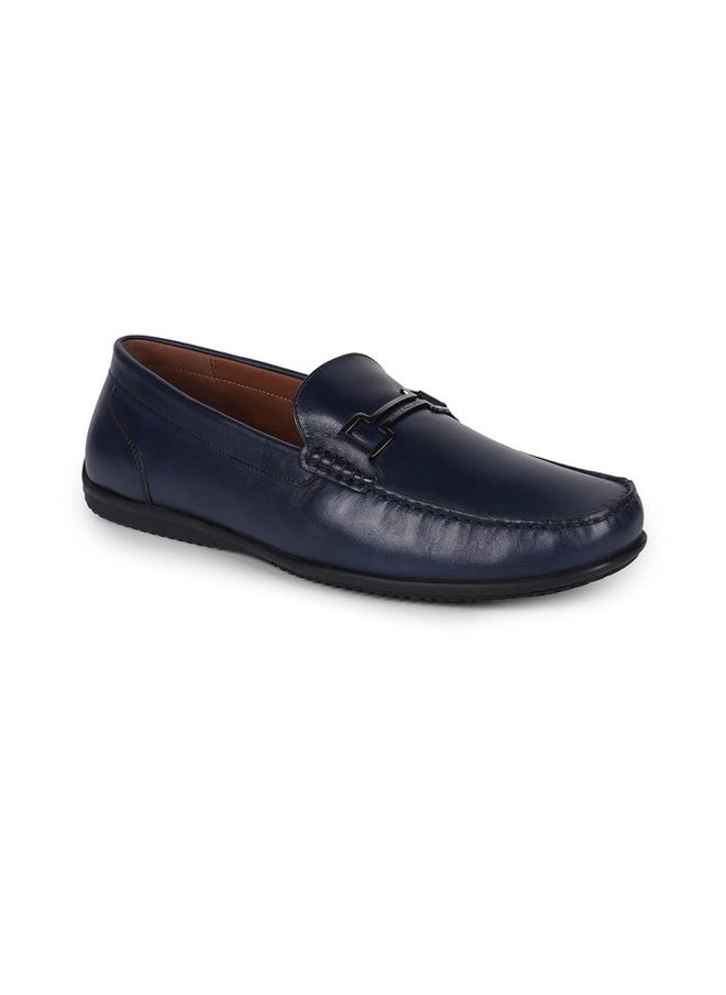 LOUIS PHILIPPE - Louis Philippe Men Navy Casual Leather Loafers - Image 1