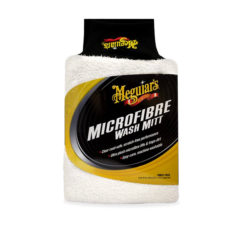 Meguiars X3002 Microfiber Wash Mitt SuperThick Reusable Wash Mitt for Ultimate Finish Safe on Clear Coats Leaving You with A Show Car Finish 1 Pack