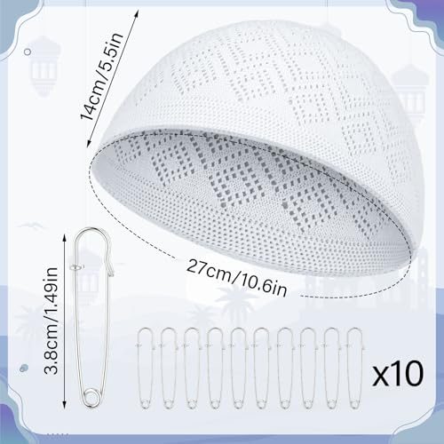 Suhine مجموعة سُحَيْنَ 14 قطعة من الإحرام للرجال لأساسيات الحج والعمرة، عباة إحرام، منشفة عمرة، حزام خصر، قبعة كوفي و10 دبابيس، مقاس مجاني - Image 3