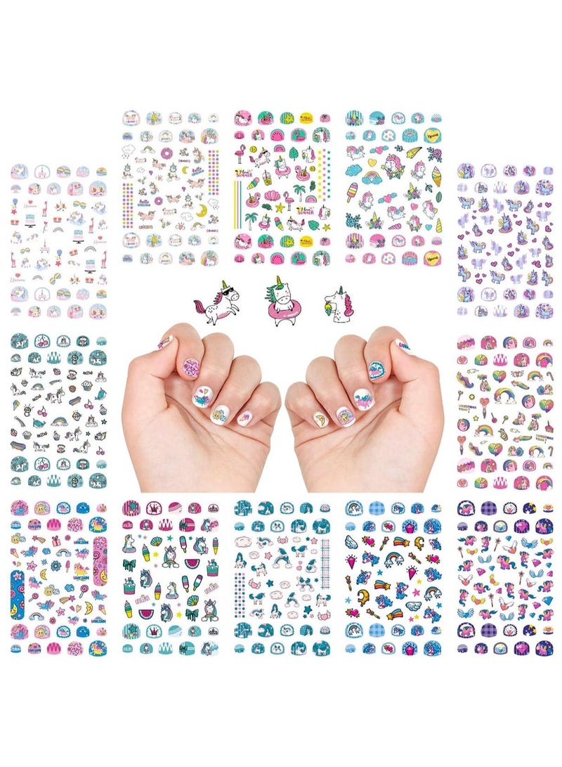 ORAINBOW Small Unicorn Nail Stickers and Decals for Kids Little Girls 12 Sheets Birthday Party Favors 600+ Cute Toddler Tiny Fingernail Wraps Ramadan Holiday Gift - Image 1