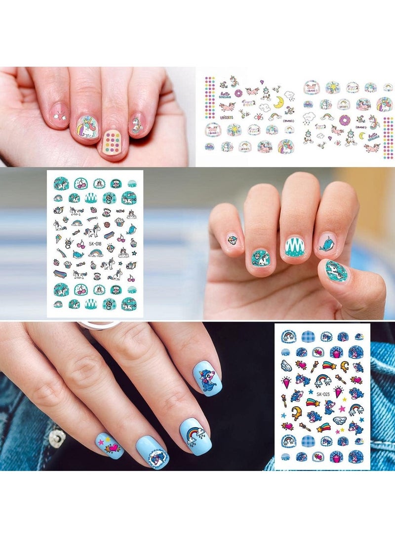ORAINBOW Small Unicorn Nail Stickers and Decals for Kids Little Girls 12 Sheets Birthday Party Favors 600+ Cute Toddler Tiny Fingernail Wraps Ramadan Holiday Gift - Image 3