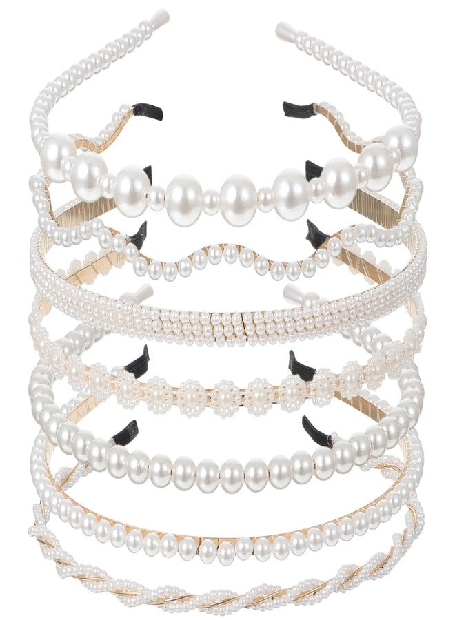KFHENSOMR 7 Pcs Pearl Headbands for Women White Pearl Headband Non Slip Bridal Headband Elegant Pearls Headpiece Elegant For Women Girls Wedding Party - Image 1