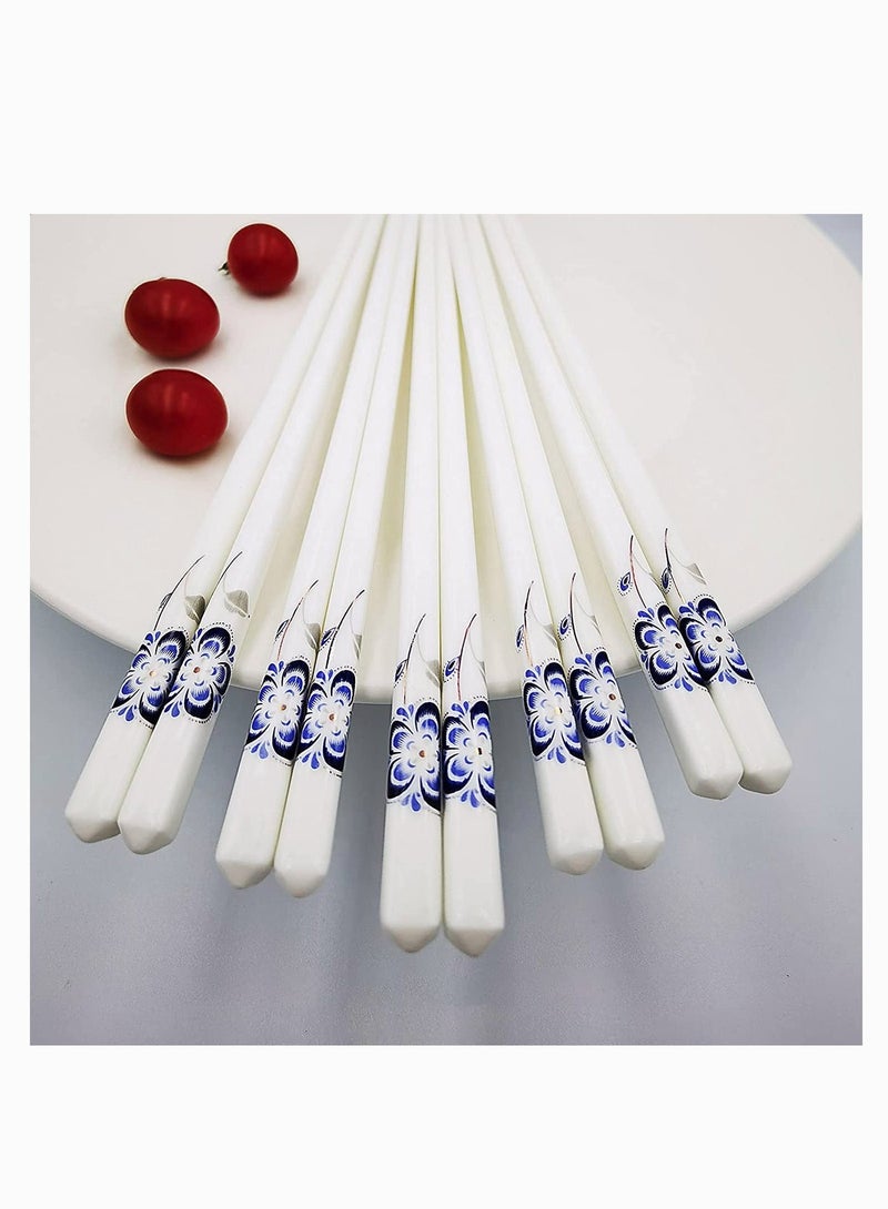 KASTWAVE Ceramic Chopsticks Set of 5, Porcelain Chopsticks, Cute Chinese Porcelain Chopsticks Easy to Clean, Great Replacement of Plastic/Wooden Chopsticks, Reusable Chopsticks Dishwasher Safe, 9.7Inch - Image 1