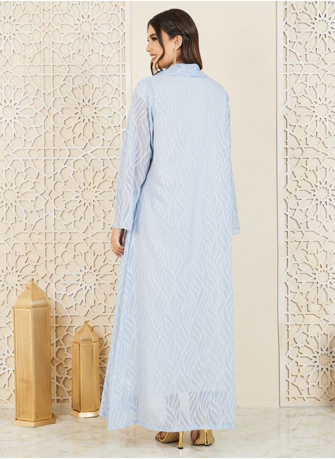 Styli - Burnout Texture Open Front Abaya - Image 1