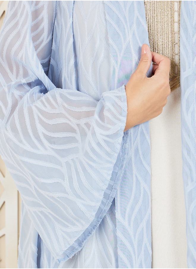 Styli - Burnout Texture Open Front Abaya - Image 1
