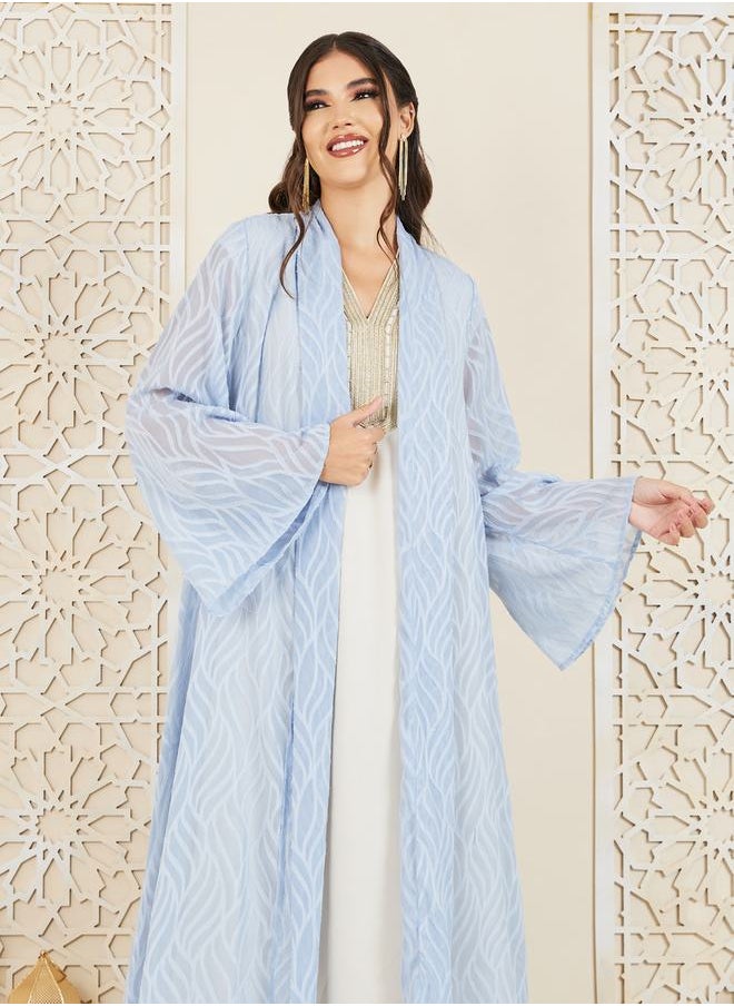 Styli - Burnout Texture Open Front Abaya - Image 1