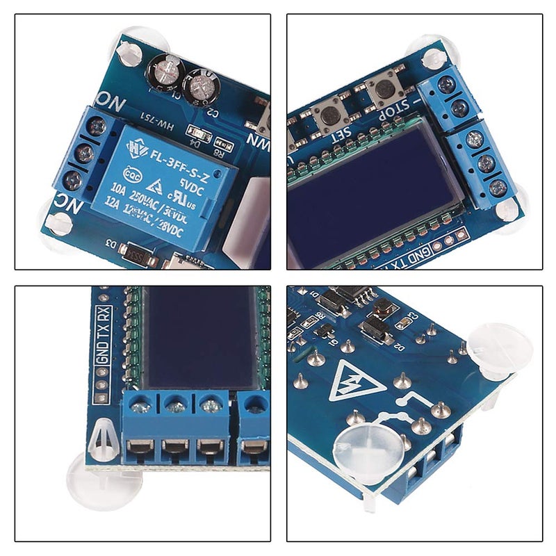 ACEIRMC Time Delay Relay DC 5V 12V 24V Delay Controller Board Delay-off Cycle Timer 0.01s-9999mins Trigger Delay Switching Relay Module with LCD Display Support Micro USB 5V Power Supply (2pcs) - Image 3
