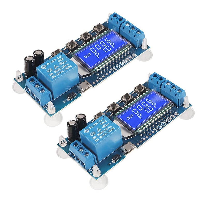ACEIRMC Time Delay Relay DC 5V 12V 24V Delay Controller Board Delay-off Cycle Timer 0.01s-9999mins Trigger Delay Switching Relay Module with LCD Display Support Micro USB 5V Power Supply (2pcs) - Image 1