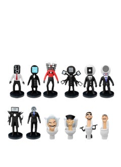 General Skibidi Battle Action Doll 12-Piece Set, Horror Cartoon Movie Character Action Doll Model Suitable for Children's Birthday Party Cake Decorating  - Image 1