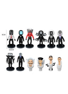 General Skibidi Battle Action Doll 12-Piece Set, Horror Cartoon Movie Character Action Doll Model Suitable for Children's Birthday Party Cake Decorating  - Image 2
