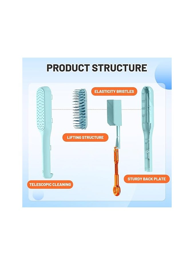 Generic Self Cleaning Hair Brush One Pull Clean Massage Comb Anti Static Hair Comb Hairbrush for Women Soft Hair Combs Hairbrushes for Long Short Wavy Straight Hair (Blue) - Image 4