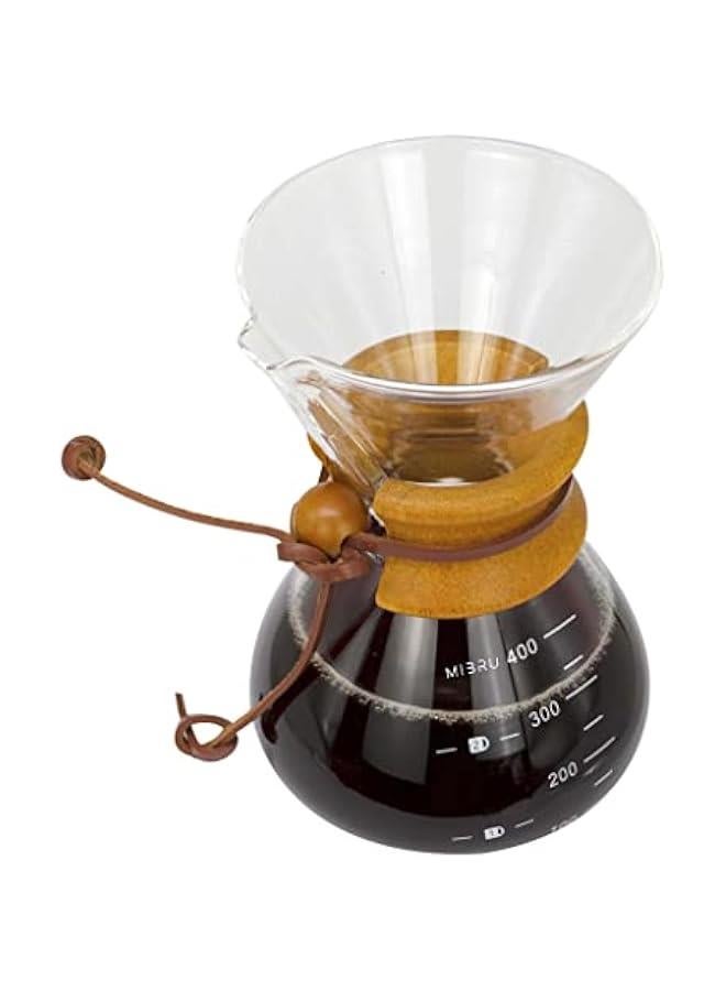 Beauenty Pour Over Chemex Style Coffee Maker | Drip Glass Pot Espresso Coffee Bowl Machine | Heat Resistant for Home Travel | Wooden hoop (Transparent, 400ml)  - Image 2