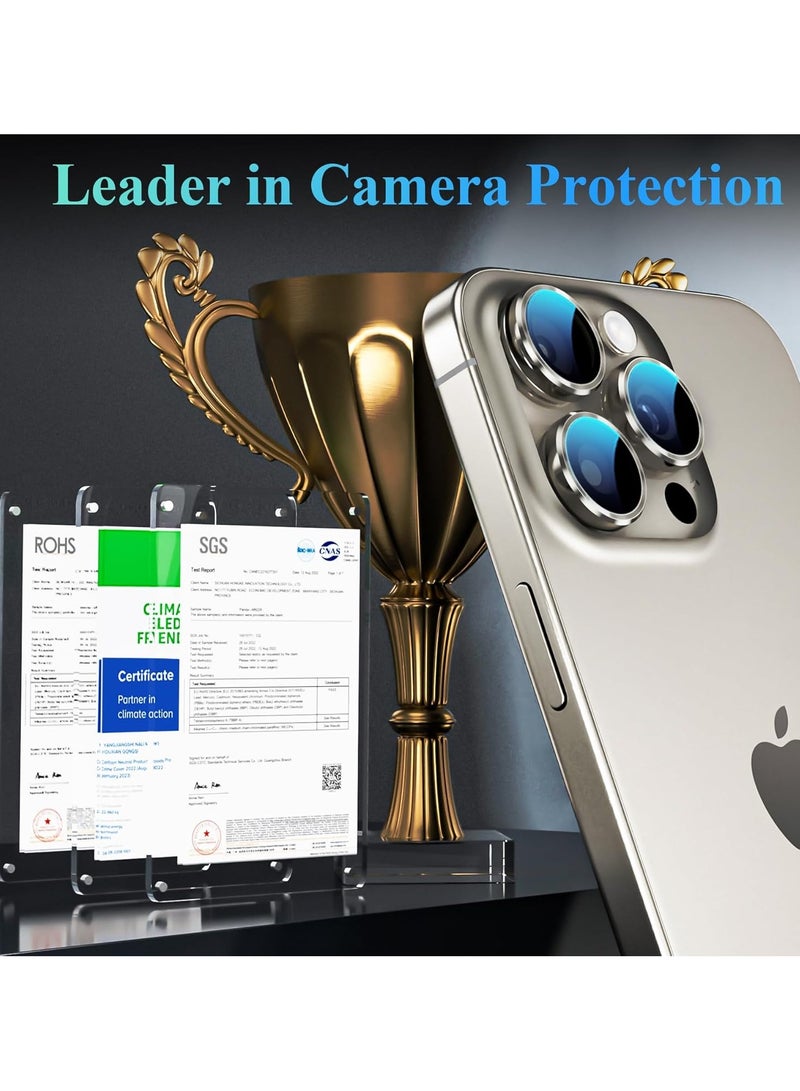 واقي عدسة الكاميرا، لهاتف iPhone 16 Pro/16 Pro Max، واقي عدسة الكاميرا، غطاء فردي معدني مضاد للخدش عالي الدقة، غطاء كاميرا من الزجاج المقوى الصديق للبيئة، مجموعة واحدة (تيتانيوم طبيعي) - Image 5