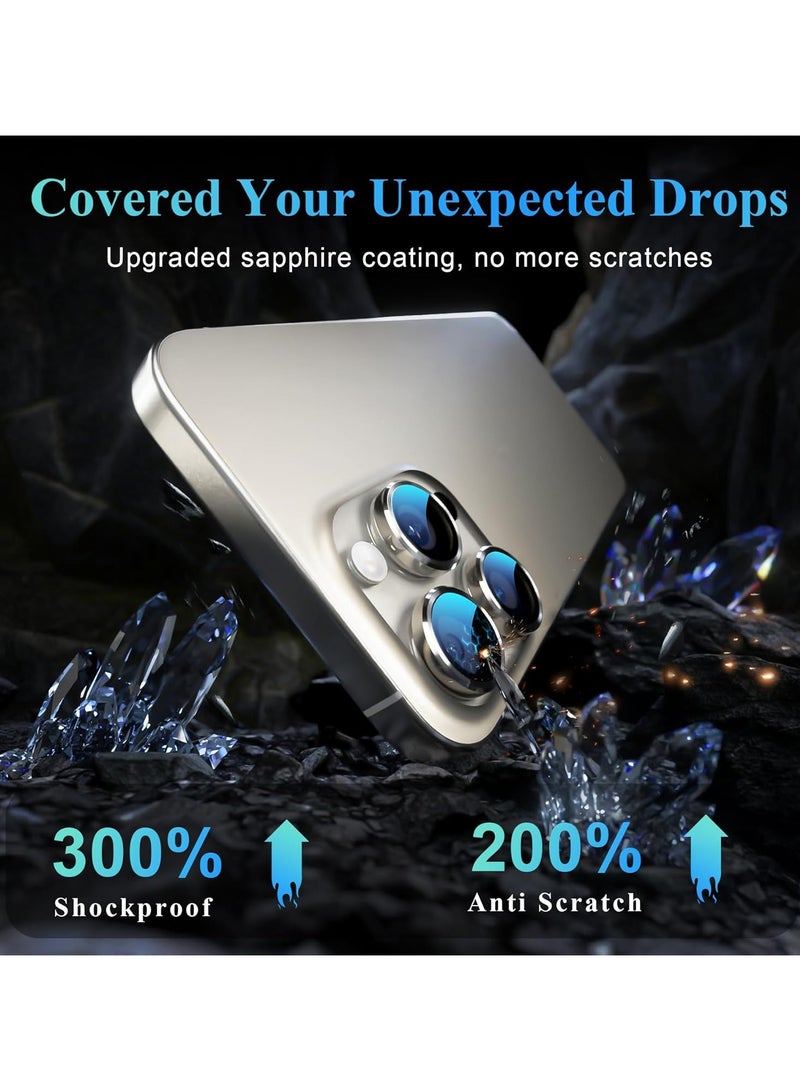 واقي عدسة الكاميرا، لهاتف iPhone 16 Pro/16 Pro Max، واقي عدسة الكاميرا، غطاء فردي معدني مضاد للخدش عالي الدقة، غطاء كاميرا من الزجاج المقوى الصديق للبيئة، مجموعة واحدة (تيتانيوم طبيعي) - Image 2