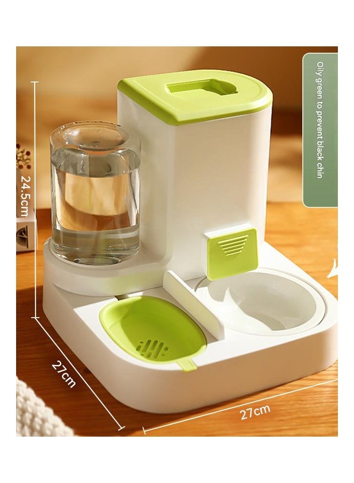 ZCM-HAPPY Automatic Pet Food and Water Feeder Gravity Dispenser Green Set for Cats & Dogs  27X25X27 CM - Image 1