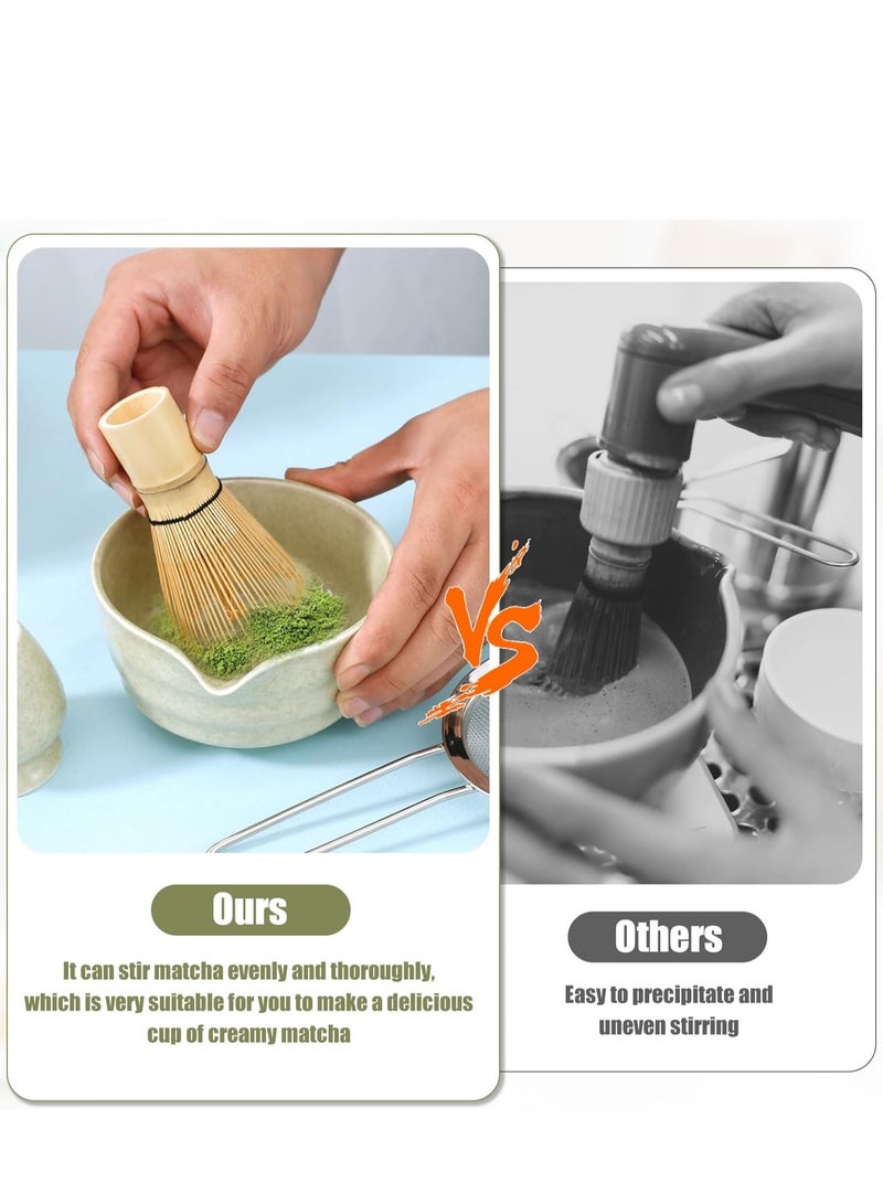 كيبول مجموعة خفاقة الماتشا 5 طقم شاي الماتشا حامل خفاقة الماتشا وعاء سيراميك حامل شاي الماتشا الطبيعي ملحقات الماتشا لتحضير الماتشا - Image 4