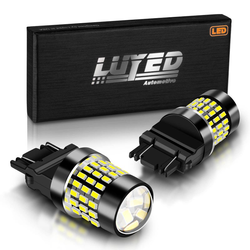 LUYED 3157 LED Bulb Turn Signal Light 1800 Lumens Super Bright 3056 3156 3057 3057K 3157 4157 LED Bulbs with Projector for Tail Lights Backup Reverse LightsXenon WhitePack of 2