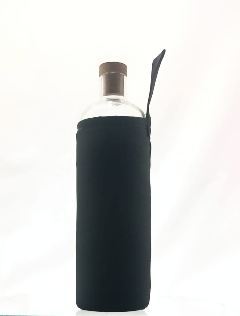 ISKO Borosilicate Glass Water Bottle 100 ecoFriendly with Protective Fabric Cover with Wooden Cork 1000 ML - Image 5