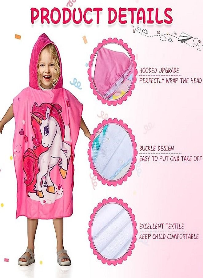 Smart Kids Bath Towel for 1-6 Years Toddler, 1Pcs Kids Hooded Towel, Microfiber Bath Towel Super Soft Robe Poncho Bathrobe, Boys Girls Swimming Beach Holiday Water Playing Pool Bath Coverups - Image 1