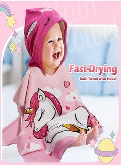 Smart Kids Bath Towel for 1-6 Years Toddler, 1Pcs Kids Hooded Towel, Microfiber Bath Towel Super Soft Robe Poncho Bathrobe, Boys Girls Swimming Beach Holiday Water Playing Pool Bath Coverups  - Image 2