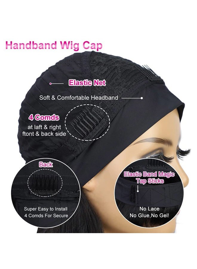 AISI Bob Headband Wig Human Hair Short Straight Headband Wigs Remy Hair Easy Wear and Go Glueless Wigs ​Bob Headband Wigs for Women Black Color(150% Density 12Inch) - Image 3