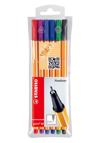 STABILO Gliss Fine Felt Tip Pen Point 88 6 Pack 88/6-77  - Image 1