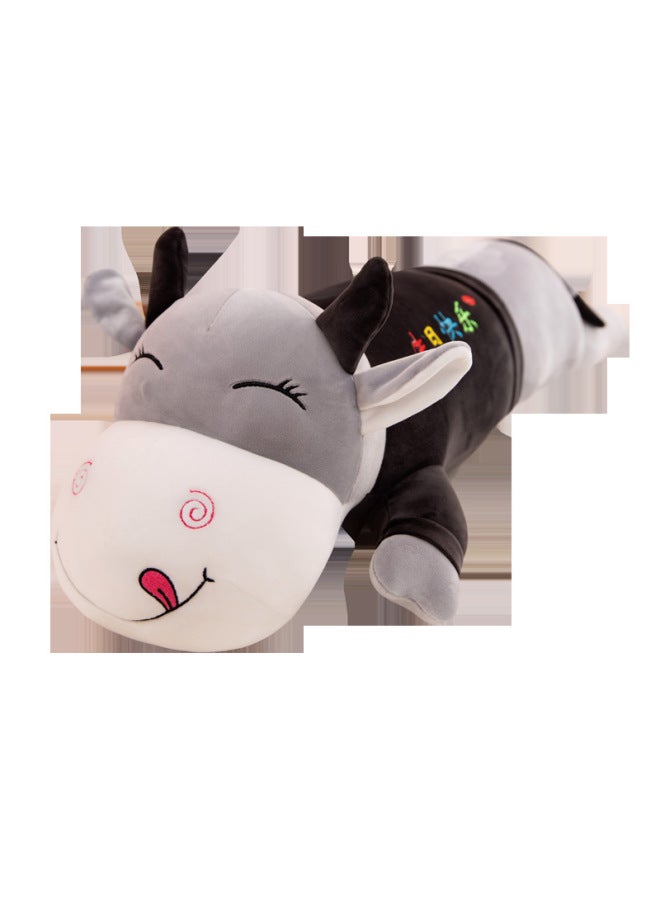 Cute Lie Cow Pillow Cow Plush Toy Long Sleeping Pillow Children's Large Doll Girls Doll Men-Specifications:1.5m (collect And Follow To Give Gifts)-Color:Black Clothes Squinting - Love You For A Lifetime  - Image 5
