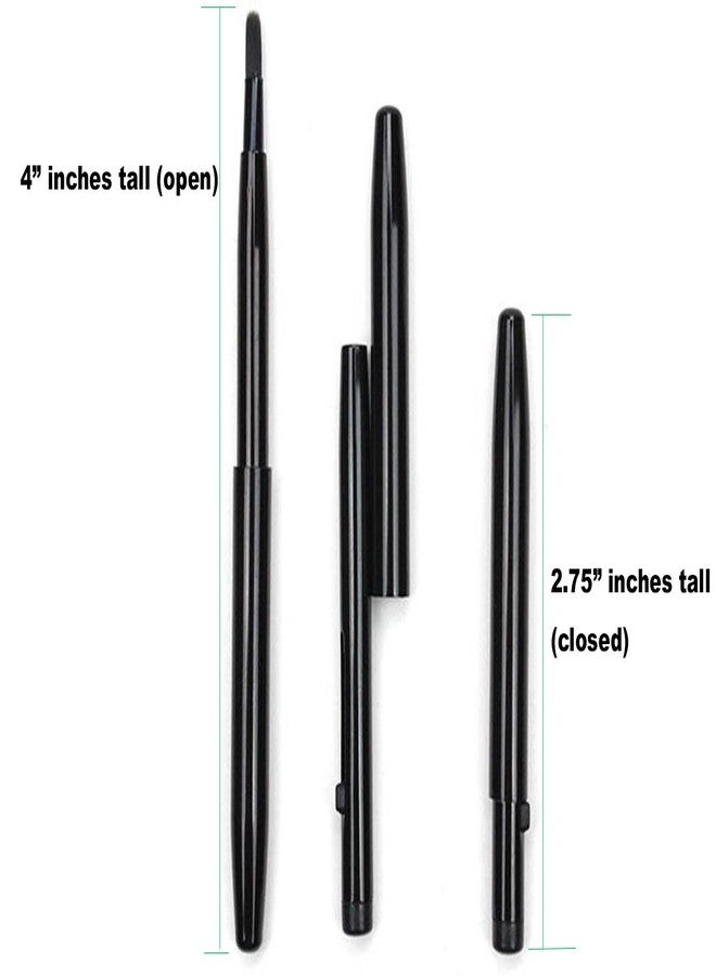 Secret for Longevity Small Super Slim Ultra Mini Black Metal Retractable Travel Lip Brush Gloss Lipstick Applicator