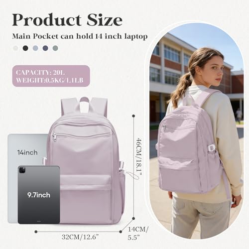 WEPOET Simple School Backpack For WomenLightweight College BackpackHigh School Bag For Teens Boys GirlsCasual daypack Small Travel Backpacks Men Kawaii BookbagPurple - Image 3