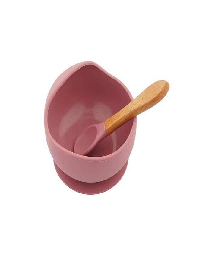 Xacton Baby Feeding Bowl & Spoon I Silicone Unbreakable Non-Slip Suction Base Design I BPA Free, Dishwasher, Freezer & Microwave Safe I Feeding Kit for Infants & Toddler (Wine Red) - Image 1